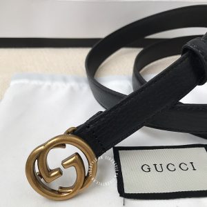 Dây nịt Gucci nữ mặt vàng khóa bấm dây da đen rep 1:1 - Ảnh 4