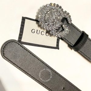 Dây nịt Gucci nữ mặt màu bạc đính đá hàng hiệu cao cấp - Ảnh 4