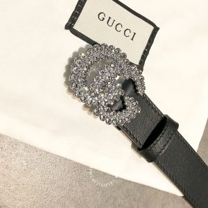Dây nịt Gucci nữ mặt màu bạc đính đá hàng hiệu cao cấp - Ảnh 5