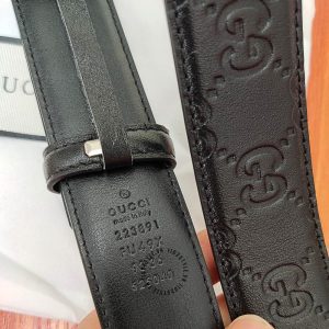 Dây nịt hàng hiệu Gucci nam mặt khóa bạc dây họa tiết Monogram - Hình ảnh 4