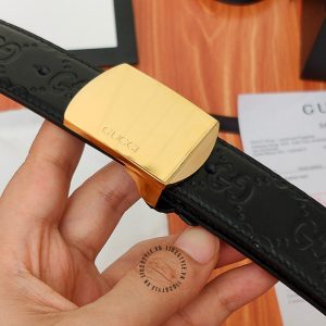 Dây nịt Gucci nam mặt khóa vàng dây họa tiết hàng hiệu - Ảnh 2