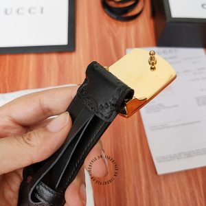 Dây nịt Gucci nam mặt khóa vàng dây họa tiết hàng hiệu - Ảnh 5