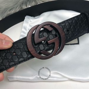 Dây nịt nam Gucci mặt khóa bấm dây da họa tiết cao cấp - Ảnh 6