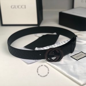 Dây nịt nam Gucci mặt khóa bấm dây da họa tiết cao cấp - Ảnh 5