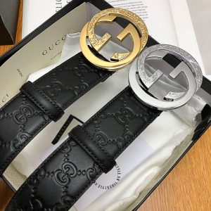 Dây nịt nam Gucci mặt khóa bạc dây họa tiết Monogram cao cấp - Ảnh 9
