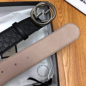 Dây nịt nam Gucci mặt khóa màu ghi dây đen họa tiết cao cấp - Ảnh 7