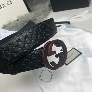 Dây nịt nam Gucci mặt khóa bấm dây da họa tiết cao cấp - Ảnh 4