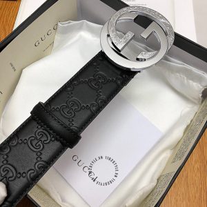 Dây nịt nam Gucci mặt khóa bạc dây họa tiết Monogram cao cấp - Ảnh 8