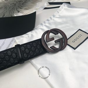 Dây nịt nam Gucci mặt khóa bấm dây da họa tiết cao cấp - Ảnh 3