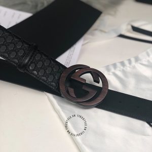 Dây nịt nam Gucci mặt khóa bấm dây da họa tiết cao cấp - Ảnh 2