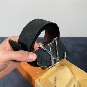Dây nịt nam cao cấp Louis Vuitton mặt khóa màu ghi super fake 1:1 - Ảnh 2