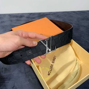 Dây nịt nam cao cấp Louis Vuitton mặt khóa màu ghi super fake 1:1 - Ảnh 5