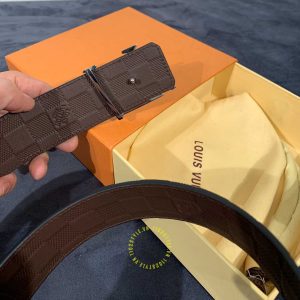 Dây nịt nam cao cấp Louis Vuitton mặt khóa màu ghi super fake 1:1 - Ảnh 8
