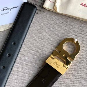 Dây nịt nam Salvatore Ferragamo da bóng mặt khoá vàng - Ảnh 6