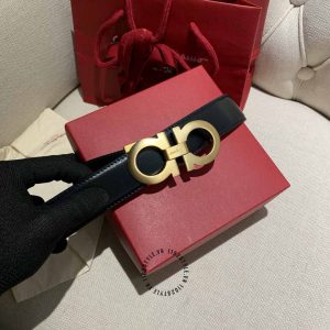 Dây nịt nam Salvatore Ferragamo mặt khoá vàng đồng - Ảnh 3
