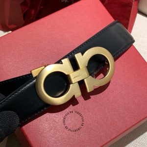 Dây nịt nam Salvatore Ferragamo mặt khoá vàng đồng - Ảnh 4