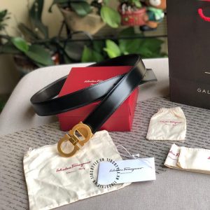Dây nịt nam Salvatore Ferragamo da bóng mặt khoá vàng - Ảnh 7