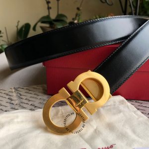 Dây nịt nam Salvatore Ferragamo da bóng mặt khoá vàng - Ảnh 2