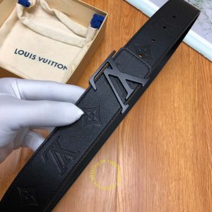 Dây nịt nam hàng hiệu Louis Vuitton mặt khóa bấm màu đen nhám - Ảnh 3