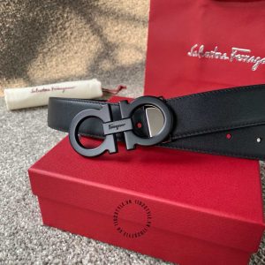 Dây nịt nam Salvatore Ferragamo mặt khoá màu đen hàng hiệu - Ảnh 2