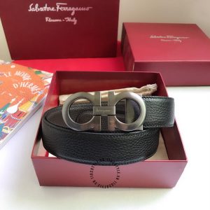 Dây nịt nam Salvatore Ferragamo da sần mặt khoá ghi hàng hiệu - Ảnh 2