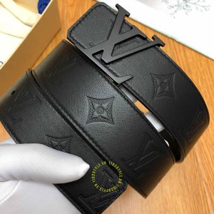 Dây nịt nam hàng hiệu Louis Vuitton mặt khóa bấm màu đen nhám - Ảnh 2