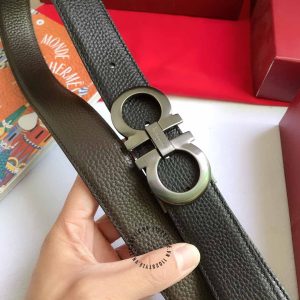 Dây nịt nam Salvatore Ferragamo da sần mặt khoá ghi hàng hiệu - Ảnh 4