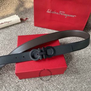 Dây nịt nam Salvatore Ferragamo mặt khoá màu đen hàng hiệu - Ảnh 6