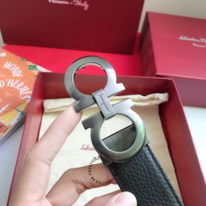 Dây nịt nam Salvatore Ferragamo da sần mặt khoá ghi hàng hiệu - Ảnh 6