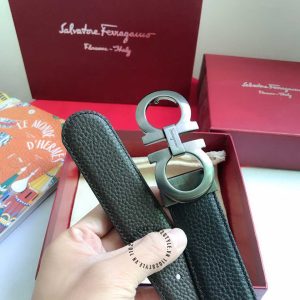 Dây nịt nam Salvatore Ferragamo da sần mặt khoá ghi hàng hiệu - Ảnh 7
