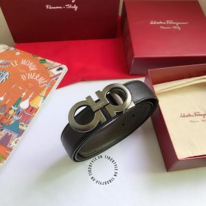 Dây nịt nam Salvatore Ferragamo da sần mặt khoá ghi hàng hiệu - Ảnh 8