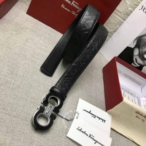 Dây lưng nam Salvatore Ferragamo dây đen hàng hiệu xách tay - Hình ảnh 5