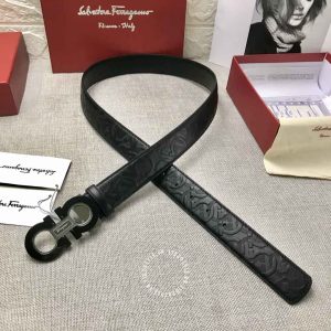 Dây lưng nam Salvatore Ferragamo dây đen hàng hiệu xách tay - Hình ảnh 4