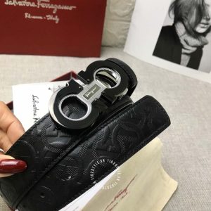 Dây lưng nam Salvatore Ferragamo dây đen hàng hiệu xách tay - Hình ảnh 3