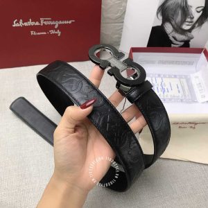 Dây lưng nam Salvatore Ferragamo dây đen hàng hiệu xách tay - Hình ảnh 6