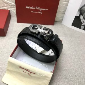 Dây lưng nam Salvatore Ferragamo dây đen hàng hiệu xách tay - Hình ảnh 2