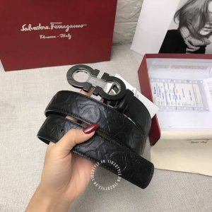 Dây lưng nam Salvatore Ferragamo dây đen hàng hiệu xách tay - Hình ảnh 8
