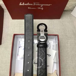 Dây lưng nam Salvatore Ferragamo dây đen hàng hiệu xách tay - Hình ảnh 9