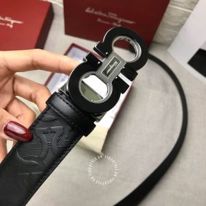 Dây lưng nam Salvatore Ferragamo dây đen hàng hiệu xách tay - Hình ảnh 7