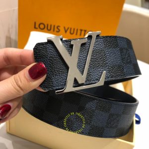 Dây thắt lưng nam cao cấp Louis Vuitton dây da xịn họa tiết caro - Ảnh 2