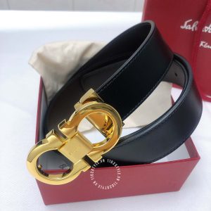 Thắt lưng nam Salvatore Ferragamo dây da thật màu đen - Ảnh 2