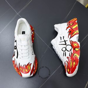 Giày thể thao nam D&G trắng hoạ tiết ngọn lửa hàng hiệu - Ảnh 6