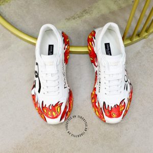 Giày thể thao nam D&G trắng hoạ tiết ngọn lửa hàng hiệu - Ảnh 2