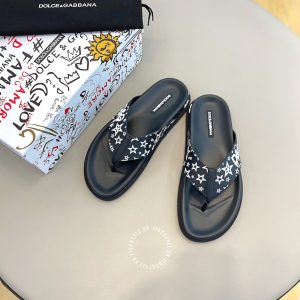 Dép kẹp Dolce & Gabbana màu đen họa tiết cao cấp - Ảnh 3