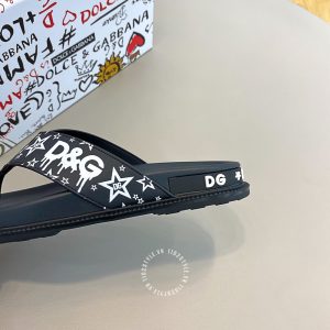 Dép kẹp Dolce & Gabbana màu đen họa tiết cao cấp - Ảnh 8