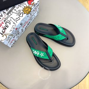 Dép kẹp Dolce & Gabbana nam màu đen họa tiết cao cấp - Ảnh 2