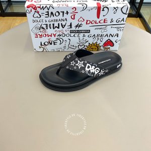Dép kẹp Dolce & Gabbana màu đen họa tiết cao cấp - Ảnh 5