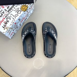 Dép kẹp Dolce & Gabbana màu đen họa tiết cao cấp - Ảnh 4