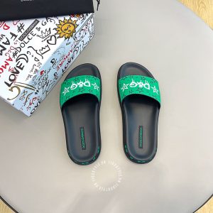 Dép hàng hiệu nam Dolce & Gabbana màu đen quai xanh - Ảnh 4