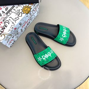 Dép hàng hiệu nam Dolce & Gabbana màu đen quai xanh - Ảnh 3